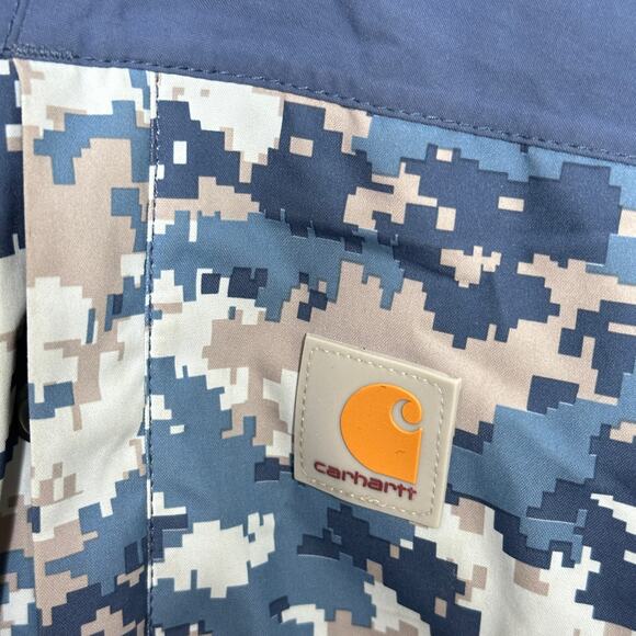 CARHARTT Waterproof Shoreline Vapor Jacket Dark Blue Digi Camo Sz L {B44} - Picture 5 of 8